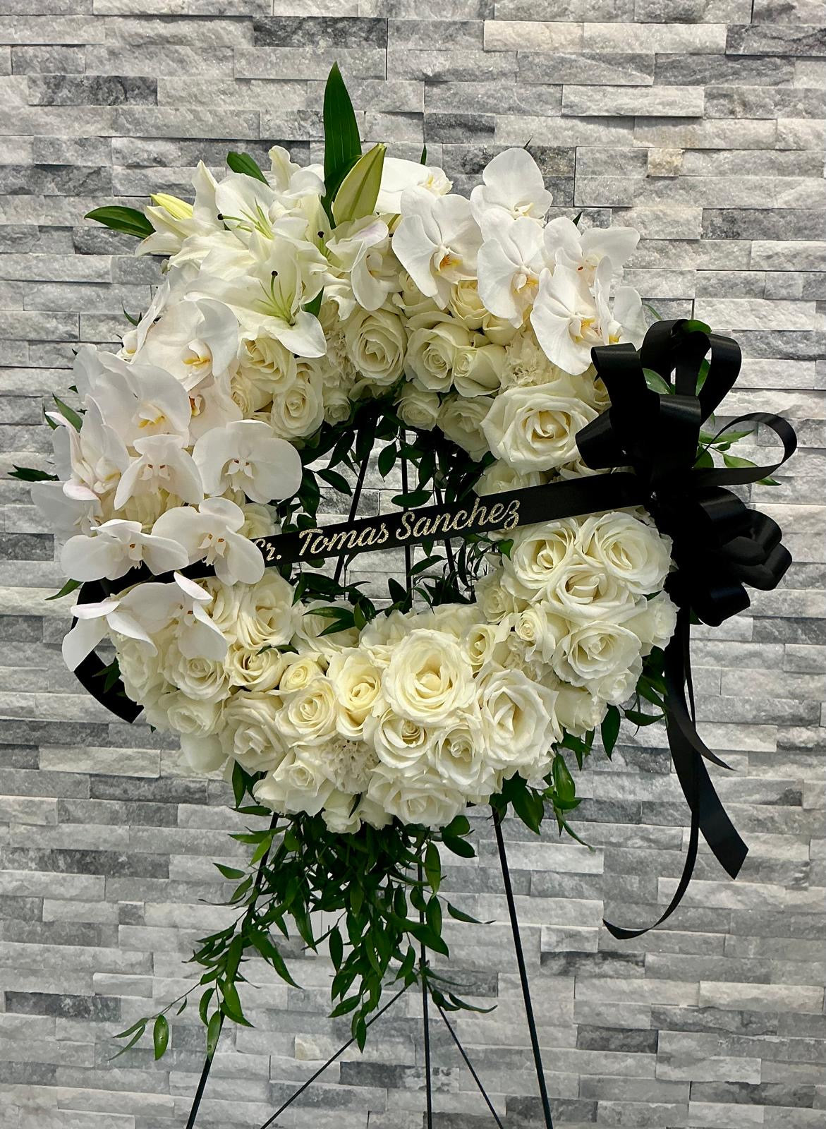 Funeral crown arrangement