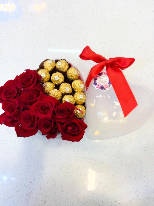 Heart box Ferrero & roses
