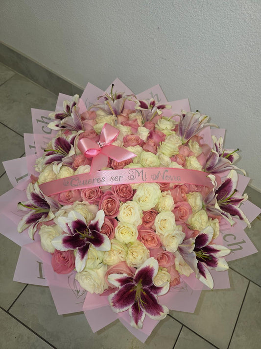 Lilys & mix roses bouquet