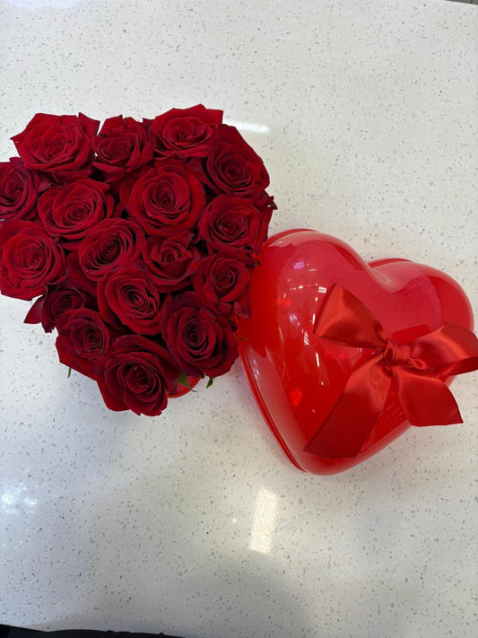 Heart box roses