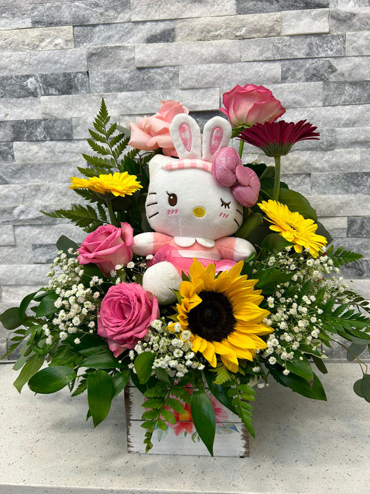 Kitty sunflower arrengment