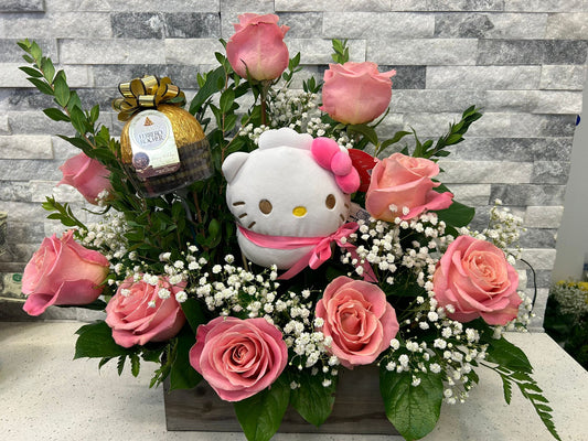 Pink Kitty Rosses Arrengment